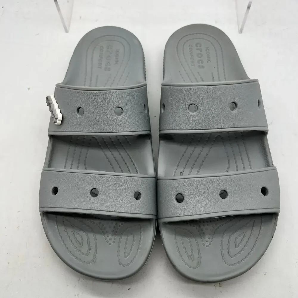 Crocs Classic Slide Sandals Women 11 Mens 9 Double Strap 206761 Gray